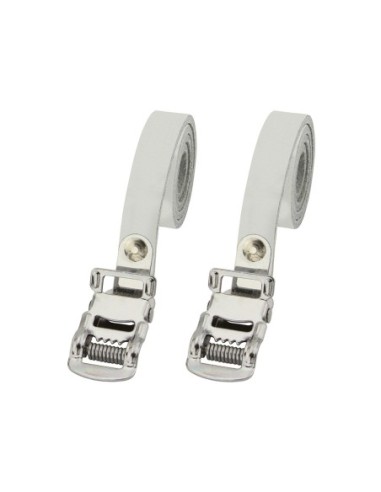 Leather Toe Straps White.